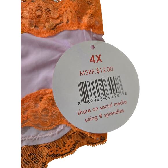Splendies Halloween-Themed Lace Trim Bikini Panties - 4X Orange & Purple Cats - Picture 3 of 3